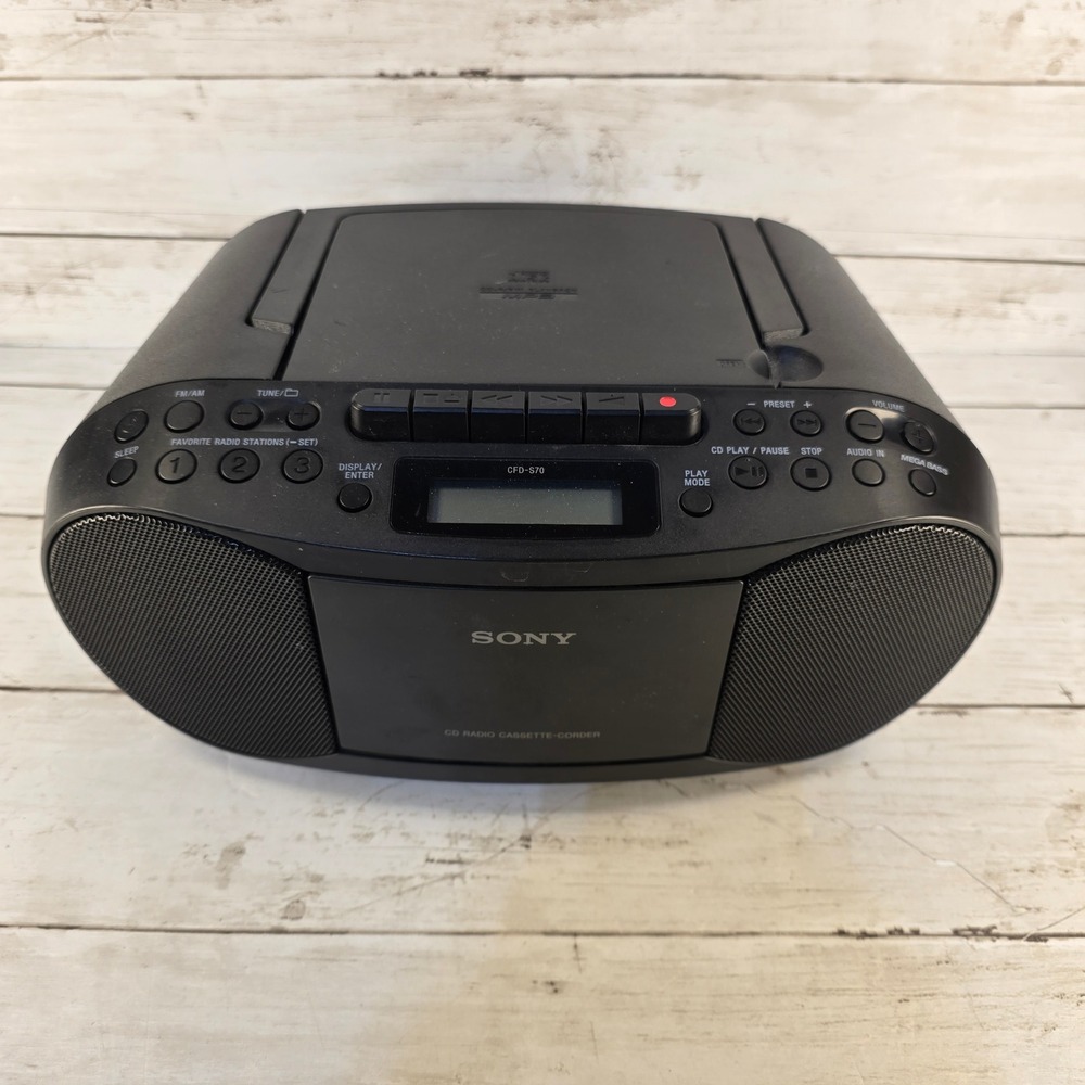 TESTED Sony CFD-S70 Portable CD Player Cassette Radio Boombox Black Mega Bass